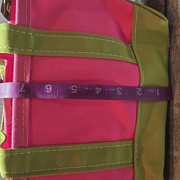NWT L.L. Bean Boat And Tote Canvas Bag Colorblock Pink Green - Picture 8 of 10